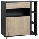 Mobiletto Ausiliario da Cucina Multiuso in Legno con Ruote 80x39x86.5 cm