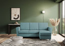 Divano 3 Posti con Pouf 212x155x85 cm Yasel in Tessuto Petrolio