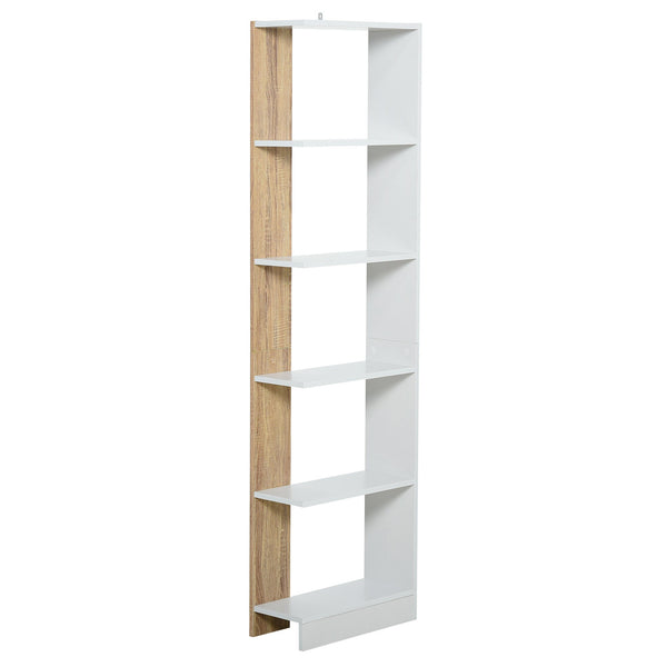Libreria 5 Ripiani 45x21x170 cm Bianco e Rovere online