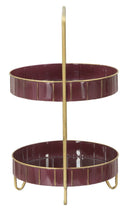 Svuota Tasche Double Glam 36,5x34,5x56,5 cm in Ferro e Specchio Bordeaux e Oro