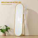 Specchio a Figura Intera da Terra 50x4x180 cm con Supporto Pieghevole in Vetro e Metallo Oro      