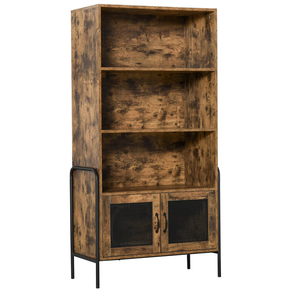 Libreria 3 Ripiani e 2 Ante 81x40x160 cm in Legno e Metallo Marrone e Nero acquista