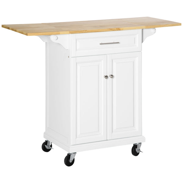 sconto Carrello da Cucina Espandibile 1 Cassetto 2 Ante 119,6x45,7x91,2 cm con Ruote Bianco