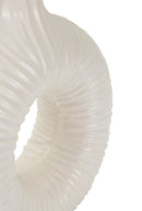 Lampada da Tavolo Seta Bianca 28,5x15x43 cm in Ceramica e Ferro e Tessuto Bianco      
