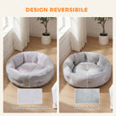 Letto Reversibile per Gatti o Cani di Piccola Taglia da Interno Ø62x21 cm in Peluche e Cotone PP Grigio Chiaro      