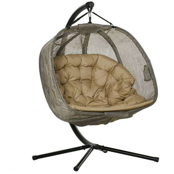 online Dondolo Pensile da Giardino 2 Posti 132x126x172 cm Struttura in Acciaio Marrone