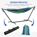 Amaca Autoportante con Supporto 298x117x105 cm Altezza Regolabile e Borsa di Trasporto in Metallo e Poliestere Verde      