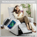 Poltrona Reclinabile con Riscaldamento, 8 Punti Massaggio e 5 Modalità 82x99x106 cm in Tessuto Effetto Velluto Grigio Chiaro   