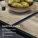Tavolo da Giardino 145x85x72 cm con Piano Effetto Legno in Plastica PSPC e Acciaio Grigio      