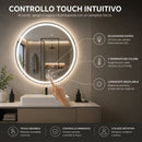 Specchio Rotondo Ø70 cm con LED a 3 Colori Dimmerabile Accensione Touch      