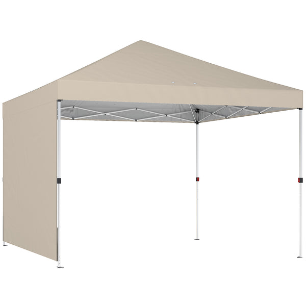 Gazebo Pieghevole Pop-Up 300x300 cm con Parete Laterale in Metallo e Tessuto Oxford Beige prezzo