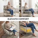 Poltrona Elegante Seduta Ampia Telaio in Acciaio e Rivestimento in Ciniglia Morbida Beige      