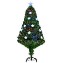 Albero di Natale Artificiale 120 cm in Fibra Ottica con 16 LED a Forma di Stella 