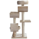Albero Tiragraffi con Cucce e Tunnel multi-livello Beige 50x40x105 cm 