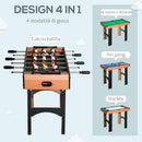 Tavolo Multi Gioco 4 in 1 Calcio Balilla Hockey Ping Pong e Biliardo in Legno MDF 87x43x73 cm 