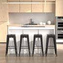 Set 4 Sgabelli Bar 43x43x76 cm con Poggiapiedi in Metallo Nero