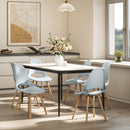 Set 2 Sedie da Pranzo in Stile Nordico con Schienale Curvato in Plastica e Legno Grigio 