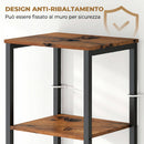 Mobile da Bagno a Colonna 37x30x167 cm Salvaspazio con Ante Soft Close a Persiana 3 Ripiani Aperti Struttura in Acciaio Marrone Rustico      