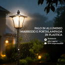 Lampione da Giardino Solare 160 cm Accensione Automatico IP44 Impermeabile in Alluminio Nero      