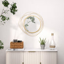 Specchio Moderno e Rotondo Decorativo a Muro con Ganci Ø65x1 cm in Vetro e Metallo Oro