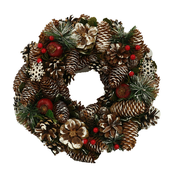 Coroncina innevata con bacche e fiori verde cm Ø30xh7,5 online