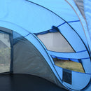 Tenda da Campeggio Pop Up 2 Posti 263,5x220x123 cm con 2 Porte 4 Finestre e Telo Impermeabile Blu      