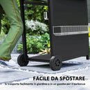 Barbecue a Gas con Bruciatori Indipendenti Coperchio con Termometro e Tavolino Laterale Nero    