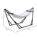 Amaca con Supporto max 120kg 263x89x100 cm in Metallo Borsa Incluse Nero e Bianco