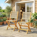 Set 2 Sedie Pieghevoli da Giardino Supporto fino a 160 kg in Rattan PE e Legno di Acacia Beige      