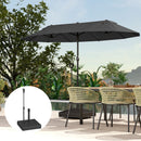 Base per Ombrellone Riempibile 60x60x100 cm con Maniglia e Ruote in HDPE Nero  