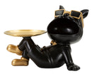 Decorazione Cane Buddy Svuotatasche 27x17x18,5 cm in Resina e Metallo Nero e Oro      