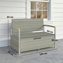 Panca Giardino 170L, 2 Posti Rattan con Cuscino, Grigio Chiaro      