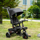 Passeggino Triciclo per Bambini Pieghevole con Seggiolino Reversibile Nero
