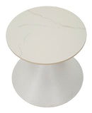 Tavolinetto White Ø45x39 cm in Ferro e Ceramica Bianco      