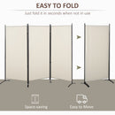 Paravento Separé da Interno a 3 Pannelli Pieghevole 253x50x182 cm in Metallo e Poliestere Beige