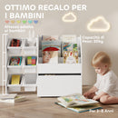 Scaffale Portagiochi 100x30x80 cm con 6 Cesti 3 Ripiani e Box Inferiore in Legno, Plastica e Acciaio Bianco      