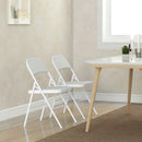 Set 2 Sedie Pieghevoli 45x46x78 cm Imbottite in Finta Pelle PU e Metallo Bianco   