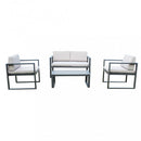 Set Salotto da Giardino Divano 2 Poltrone e Tavolino con Cuscini in Alluminio Antracite