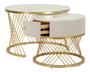 Tavoli da Caffè Votix Coppia Ø70x48 cm - Ø50x43,5 cm in Pino e MDF e Metallo      