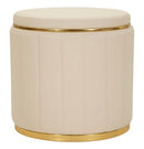 Puff con Contenitore London Crema Ø46,5x44 cm in Pino e MDF e Spugna e Metallo e PU      