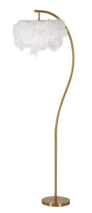 Lampada da Terra Semi Arc 60x33x170 cm in Ferro e Plastica Bianco e Oro      