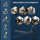 Panca Multifunzione Pieghevole con Schienale Regolabile a 7 Livelli e Leg Extension in Acciaio e ABS Blu      