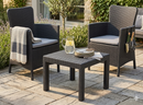 Set Tavolino e 2 Poltrone da Giardino Effetto Rattan Keter Salvador Balcony Antracite