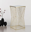 Tavolino Soggiorno Lines 4 50x50x100 cm in Ferro e Specchio Oro      