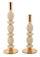 Porta Candele Shuttle Crema Set 2 Pz Ø10x33,5 cm - Ø10x25 cm in Ferro Crema e Oro