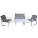 Set Salotto da Giardino Tavolino Divano 2 Sedie in Metallo e Textilene ø66xH71cm Anita Grigi