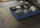 Letto 1 Piazza E Mezzo Senza Testata Imbottito in Similpelle Azelia Blu Varie Misure