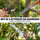 Set 3 Pezzi con Seghetto Manuale 2-in-1 con Asta Telescopica da 2-3 m Sega da Potatura e Forbice Arancione      