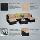 Set Salotto da Giardino in Polyrattan Divano 2 Poltrone  Virginia Nero e Beige
