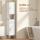 Mobile a Colonna Bagno Canettato 31,5x29,7x171,5 cm con Cassetto e Ripiani Regolabili in Legno Bianco      